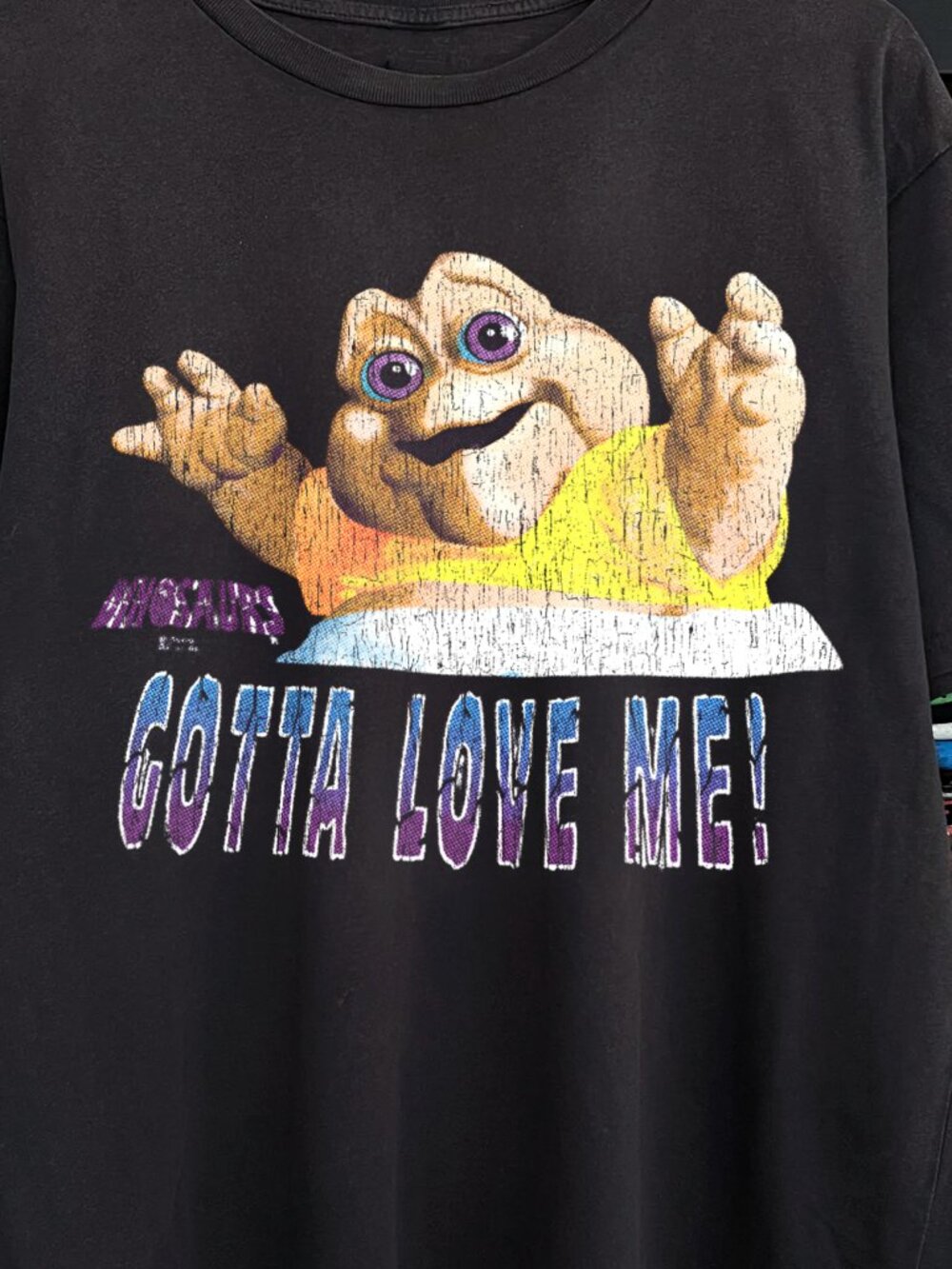 Dinosaurs Gotta Love Me Washed Black Tee - Picture 2 of 5